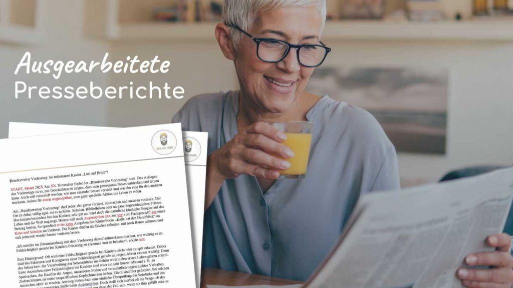 Fertige Presseberichte für Augenoptiker: Zeitungsartikel über Verkehrssicherheit und Kinderaugen